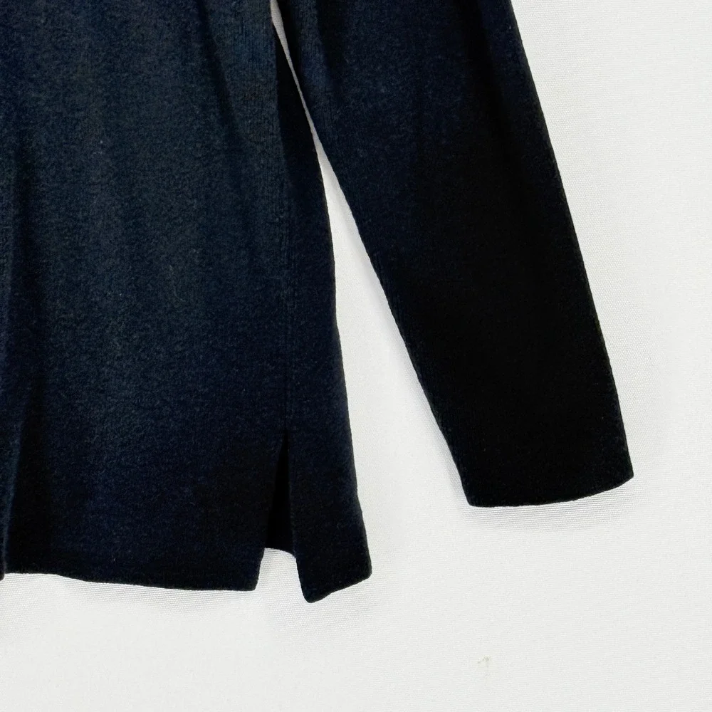 J. Jill Mock Neck Sweater Womens XL Black Cotton Silk Wool Blend Quiet Luxury